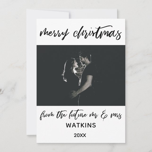 Cartão De Festividades Feliz Natal dos Futuros Sr e Sra, Foto BW (Frente)