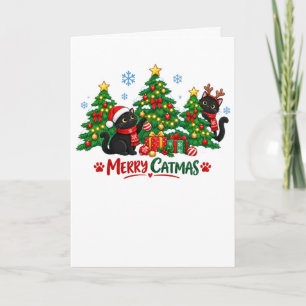 Cartão De Festividades Feliz Natal dos Gatos Árvores de Natal de Gatos Pr