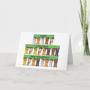 Cartão De Festividades Feliz Natal dos Gatos de Cartografia do Novo Méxic