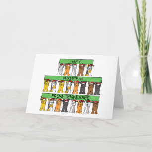 Cartão De Festividades Feliz Natal dos Gatos de Cartoon do Tennessee