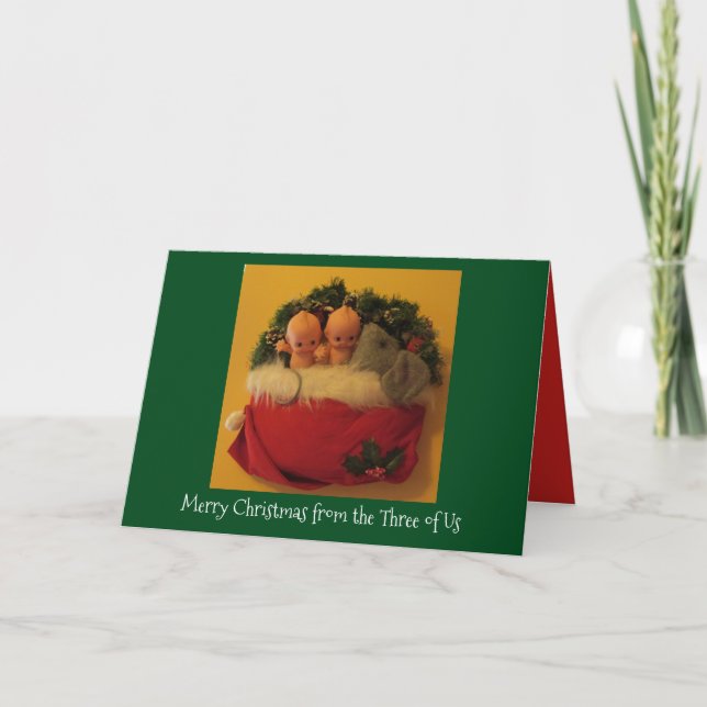 Cartão De Festividades Feliz Natal dos Três de Nós (Frente)