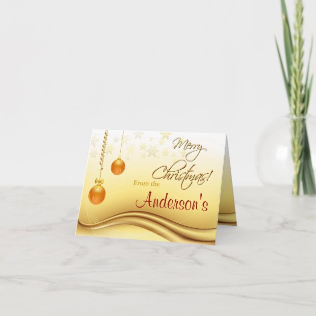 Cartão De Festividades Feliz Natal dourado (Frente)