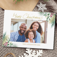 Feliz Natal Dourado Berries Foto de Natal