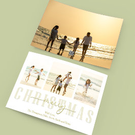 Cartão De Festividades Feliz Natal Dourado Caligrafia Elegante 4