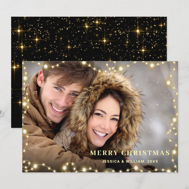 Cartão De Festividades Feliz Natal Dourado Espetáculo de Senha com Saudaç (Frente/Verso)