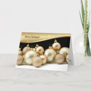 Cartão De Festividades Feliz Natal. Dourados Baubles