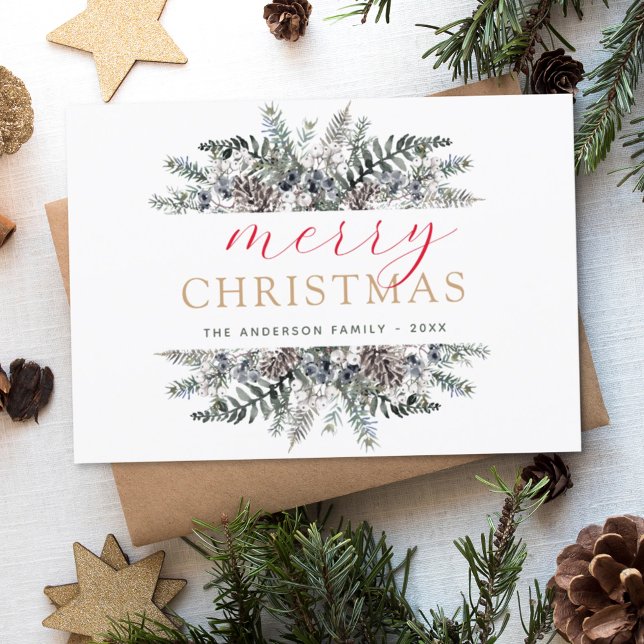 Cartão De Festividades Feliz Natal Dusty Blue Greeneray Feriado (Criador carregado)