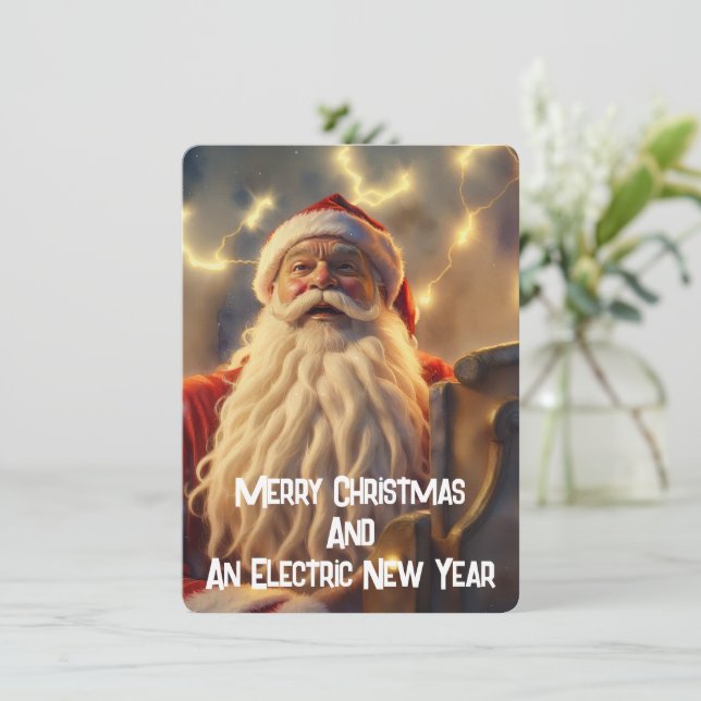 Cartão De Festividades Feliz Natal e Ano Novo Elétrico (Em pé/Frente)