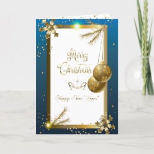 Cartão De Festividades Feliz Natal e Ano Novo! Luxo Dourado 2021