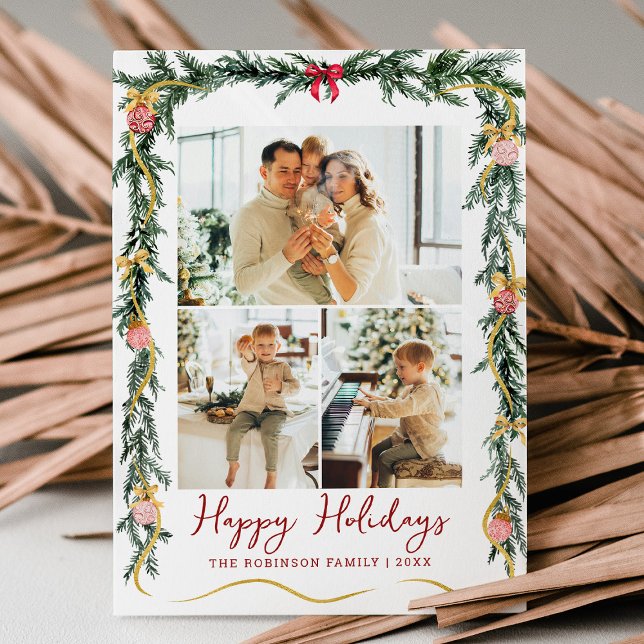 Cartão De Festividades Feliz Natal e Arcos 3 Foto (Criador carregado)