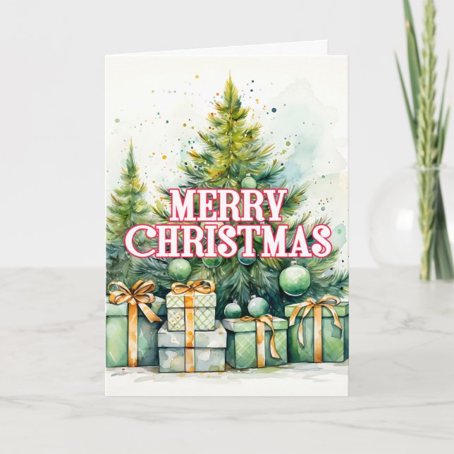 Cartão De Festividades Feliz Natal e Feliz Natal (Frente)