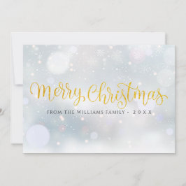 Cartão De Festividades Feliz Natal Elegante Roteiro de Flocos de Neve em 