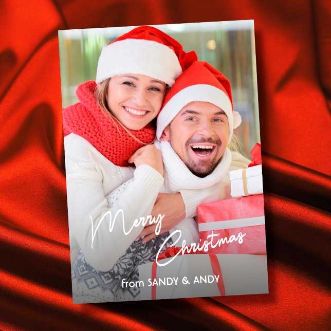 Cartão De Festividades Feliz Natal Elegante - Script 2 Side Design (Criador carregado)