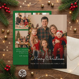 Cartão De Festividades Feliz Natal Elegante Script Branco 5 Foto