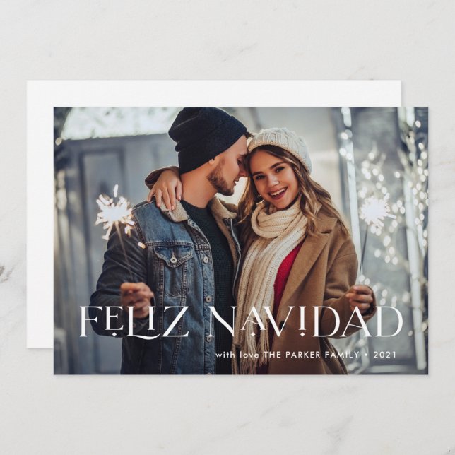 Cartão De Festividades Feliz Natal Elegante | Uma Foto de Natal (Frente/Verso)