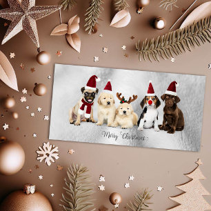 Cartão De Festividades Feliz Natal Elves e Rudolph Puppies