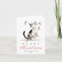 Feliz Natal em Aquarela Gato & Luzes