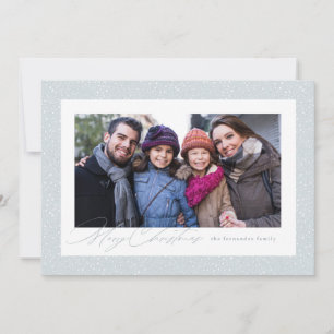 Cartão De Festividades Feliz Natal em dois quadros de fotos com neve simp