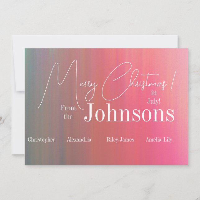 Cartão De Festividades Feliz Natal em julho (Frente)