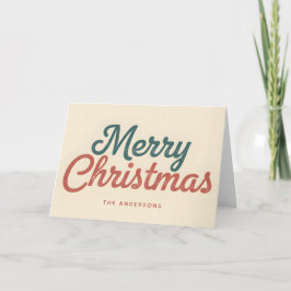 Cartão De Festividades Feliz Natal em Letra Moderna de Meados do Século