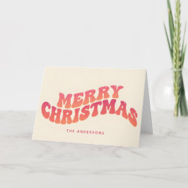 Cartão De Festividades Feliz Natal em Letra Ondulada e Groovy