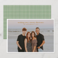 Feliz Natal em Xadrez Verde Foto Completa da Famíl