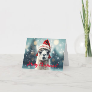 Cartão De Festividades Feliz Natal Engraçado, Cute Lllama Alpaca Santa Ha