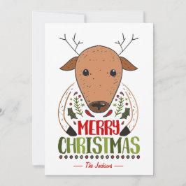 Cartão De Festividades Feliz Natal Engraçado, Deer Custom Name Deseja