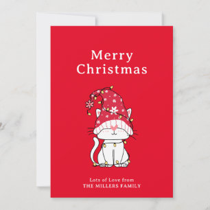 Cartão De Festividades Feliz Natal Engraçado Gato de Natal Bonito