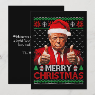 Cartão De Festividades Feliz Natal Engraçado Trump Santa Hat Ugly Xmas