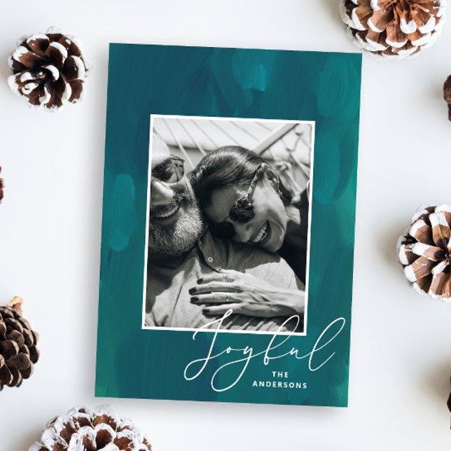 Cartão De Festividades Feliz Natal. Escova de óleo verde-abstrato moderno (Criador carregado)