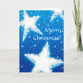 Cartão De Festividades Feliz Natal | Estrelas Azuis de Neve