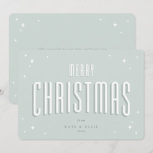Cartão De Festividades Feliz Natal Estrelas Retro Verde Pálido Flat