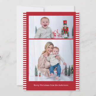 Cartão De Festividades Feliz Natal Faixa Multi-Foto Vermelha