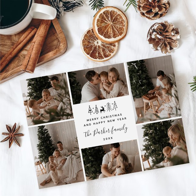 Cartão De Festividades Feliz Natal Família 6 Colagem de Fotos (Criador carregado)