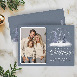 Cartão De Festividades Feliz Natal Família Floresta de Inverno Foto