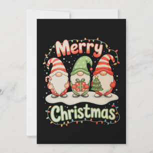 Cartão De Festividades Feliz Natal Família Gnome Luzes de Natal Feriado