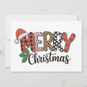 Cartão De Festividades Feliz Natal Família Leopardo Xadrez Búfalo Amor