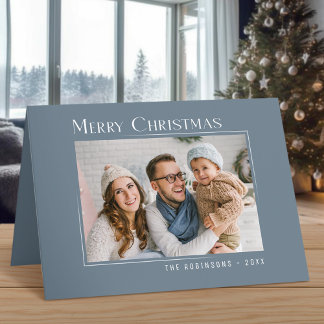 Cartão De Festividades Feliz Natal Família Moderna Foto Elegante Simples