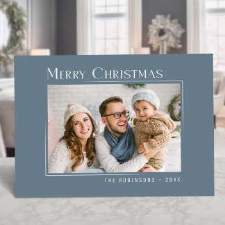 Cartão De Festividades Feliz Natal Família Moderna Foto Elegante Simples