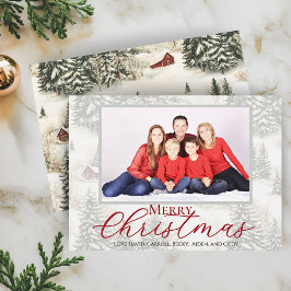 Cartão De Festividades Feliz Natal Família Rústica Floresta Foto