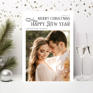 Cartão De Festividades Feliz Natal Feliz Ano Novo 2 Fotos Recém-casados