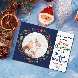 Cartão De Festividades Feliz Natal Feliz Ano Novo Bela Foto
