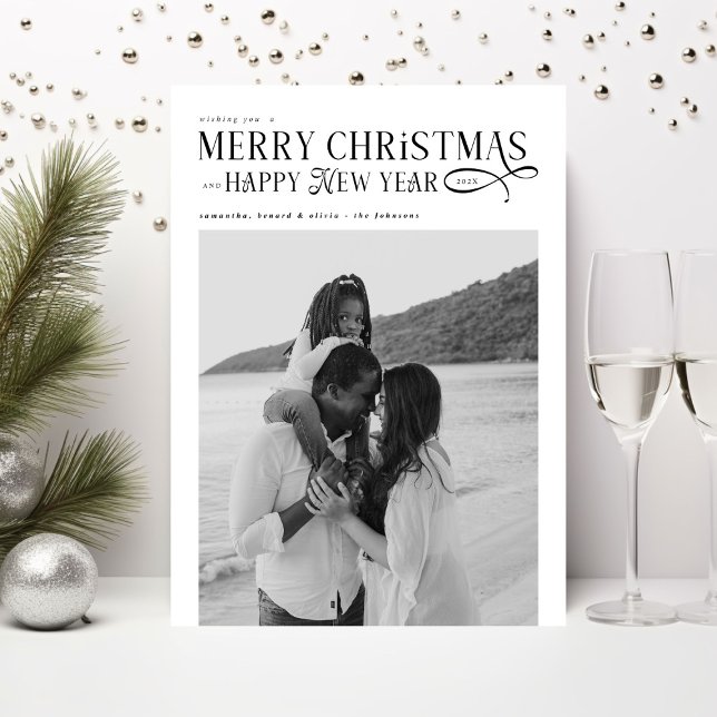 Cartão De Festividades Feliz Natal Feliz Ano Novo Família 2 Fotos (Criador carregado)