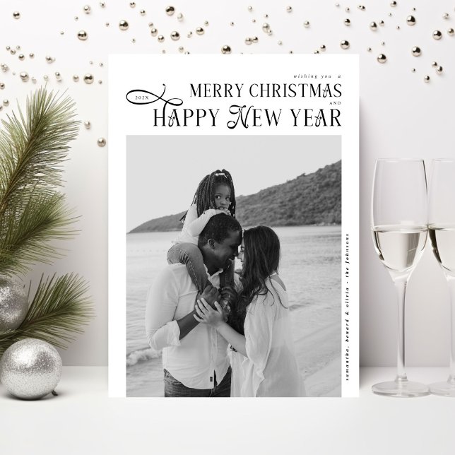 Cartão De Festividades Feliz Natal Feliz Ano Novo Família 4 Fotos (Criador carregado)