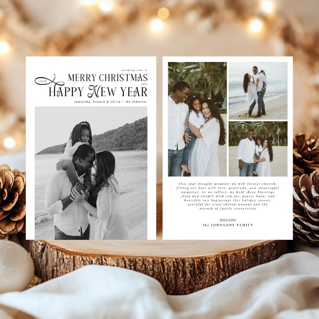 Cartão De Festividades Feliz Natal Feliz Ano Novo Família 4 Fotos (Criador carregado)