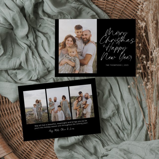 Cartão De Festividades Feliz Natal & Feliz ano novo - Script Moderno (Criador carregado)