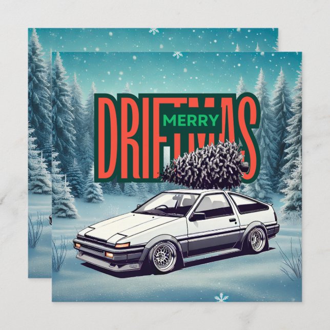 Cartão De Festividades (Feliz Natal) Feliz Driftmas - Hachiroku (Frente/Verso)