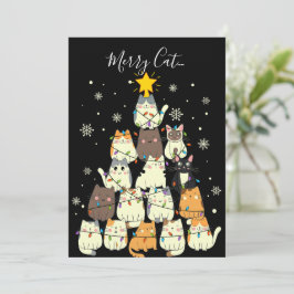 Cartão De Festividades Feliz Natal Feliz Gatinho-Natal Árvore de Gatos