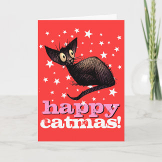 Cartão De Festividades Feliz Natal! Feliz Natal e Gato de Férias
